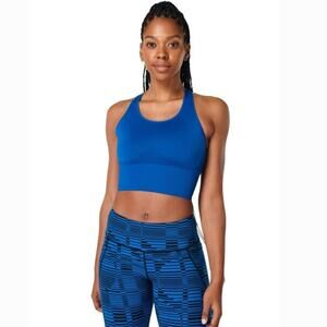 NWT Sweaty Betty Stamina Longline Workout Bra in Oxford Blue